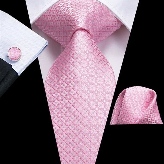 CANGRON Cravate Homme Classique Élégante - Ensemble Avec Boutons De Manchette, Pochette Et Coffret Cadeau Parfait Pour Mariage & Affaires