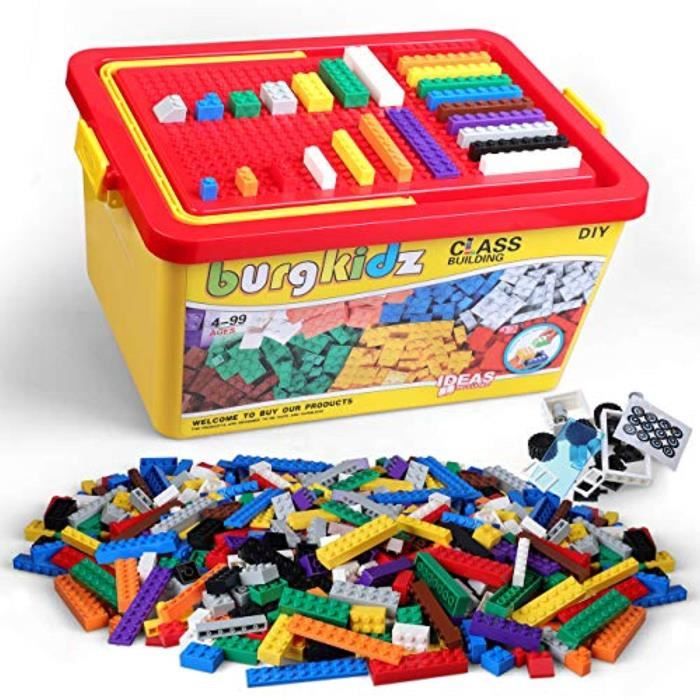 Jeu D'Assemblage NTH0I briques de construction 1020 pièces, 1000 blocs de construction de base en 10 couleurs classiques, 17 formes