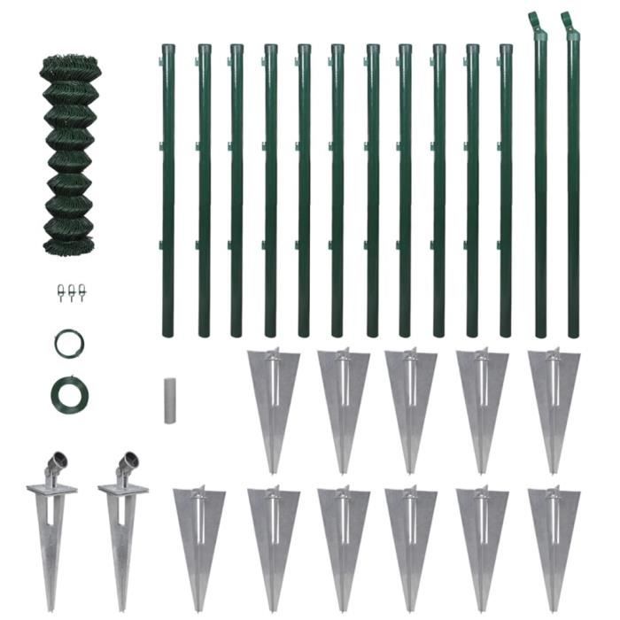 Kit de grillage avec supports à enfoncer et accessoires 1,0 x 25m
