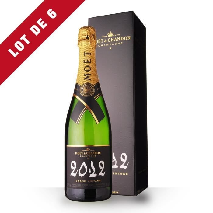 Lot de 6 - Moët et Chandon Grand Vintage 2012 Extra Brut - Etui - 6x75cl - Champagne