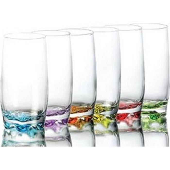 6 Verres à jus et Soda - Fond de couleur - Original - 340 ml