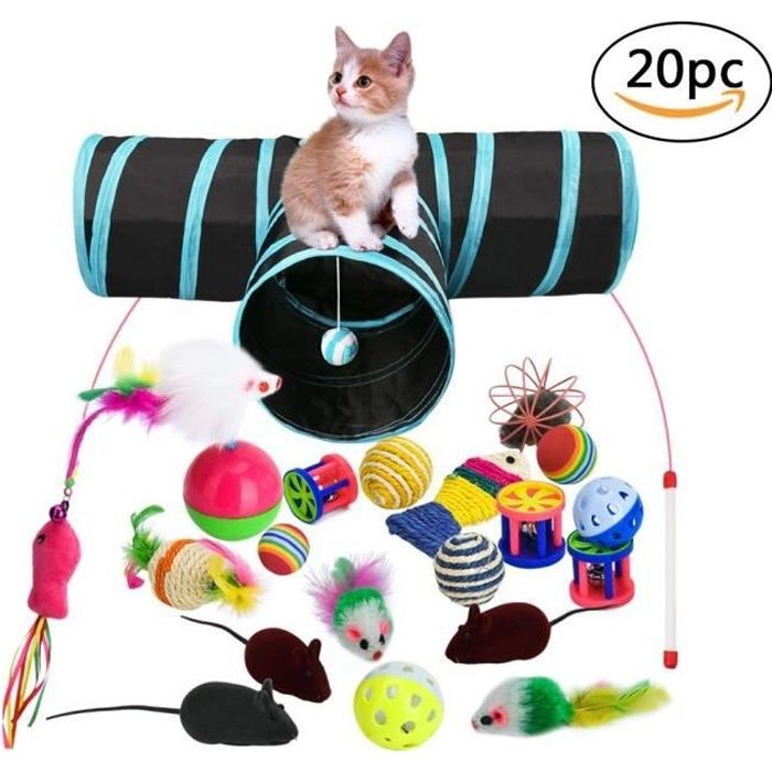 Jouets pour Chats avec Chat Tunnel Jouets,20 Pièces Chaton Jouets Kitten Toys Variété Pack
