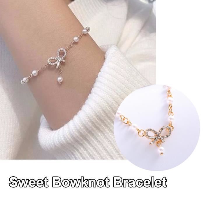 Bracelet Bowknot Fille Mignonne Bracelet Petit Meilleur Ami Zircon Doux HUS210302014