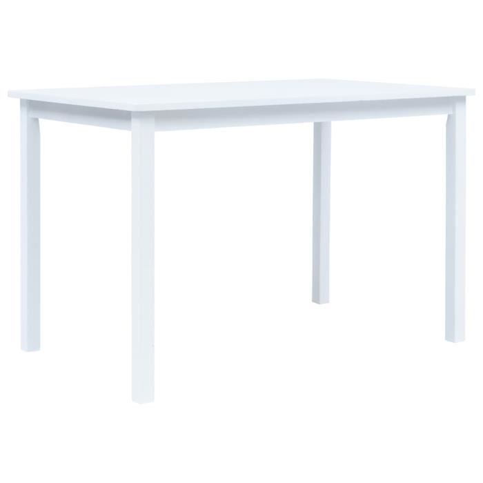 Table de salle à manger Blanc 114x71x75 cm Bois d'hévéa massif -PAI