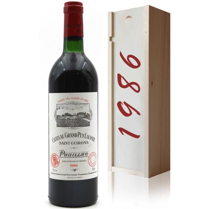 Coffret Château Grand Puy Lacoste 1986 Vin Rouge 75cl AOC Pauillac