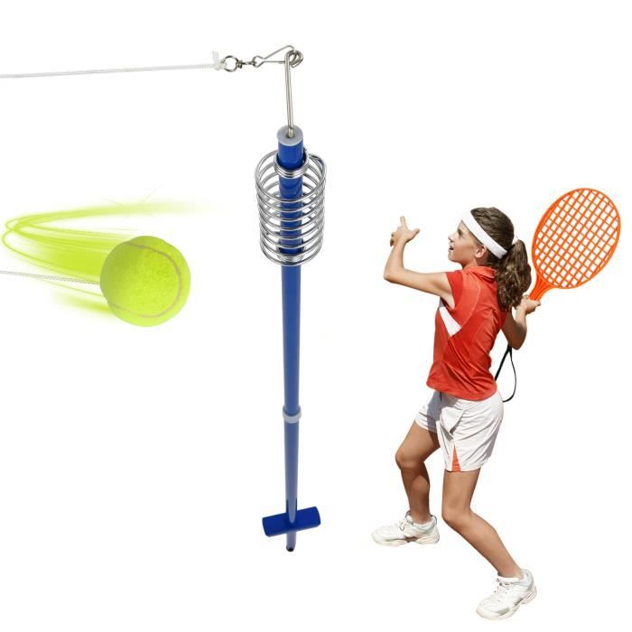 COSTWAY Twistball Pack de Speed-Ball Mobile Mains Libres Hauteur Réglable 124-139cm avec Balle 2 Raquettes Jeu Familial pour Enfants