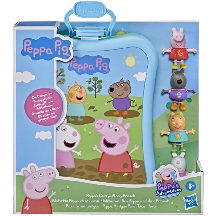PEPPA PIG - Peppa's Adventures - Mallette Peppa et ses amis avec 4 figurines et mallette de transport - dès 3 ans