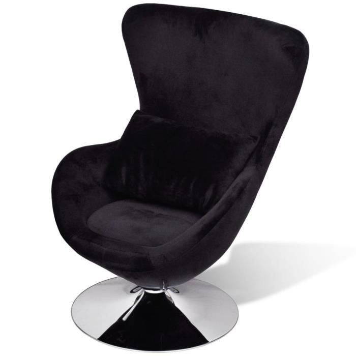 Homgeek Fauteuil en Forme d’œuf Fauteuils de Salon Rotation de 360 Degrés Noir 64 x 64 x 86 cm (l x P x H)