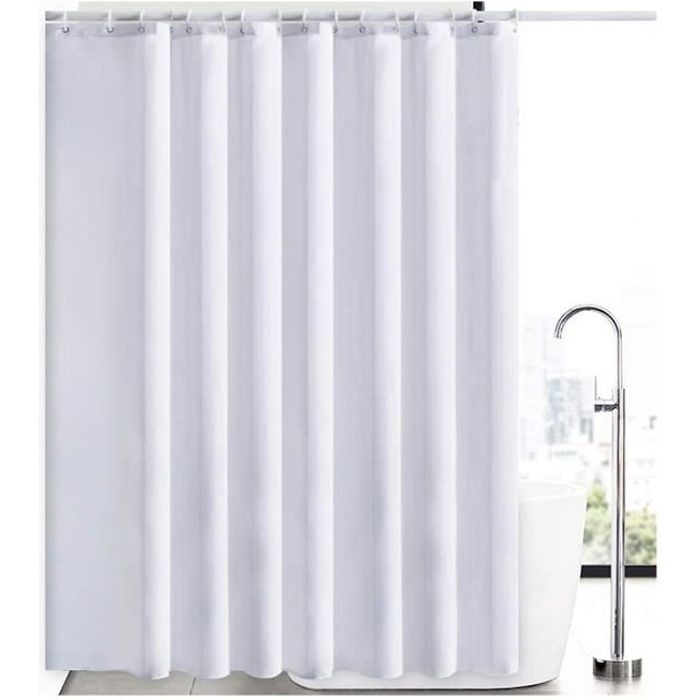 Rideau de Douche Couleur Unie - Imperméable - 180 × 180 cm Blanc