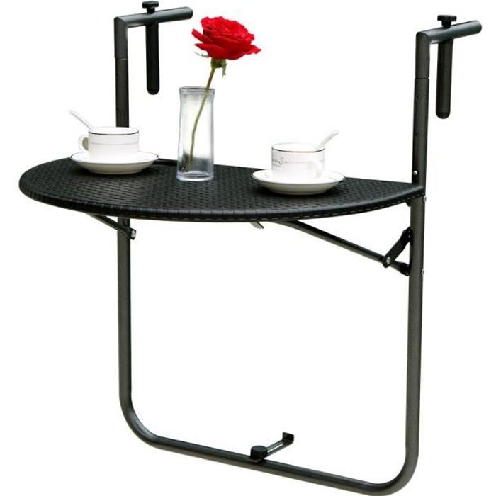 Table pliante en demi-lune à suspendre sur une rampe pour Patio Balcon Terrasse