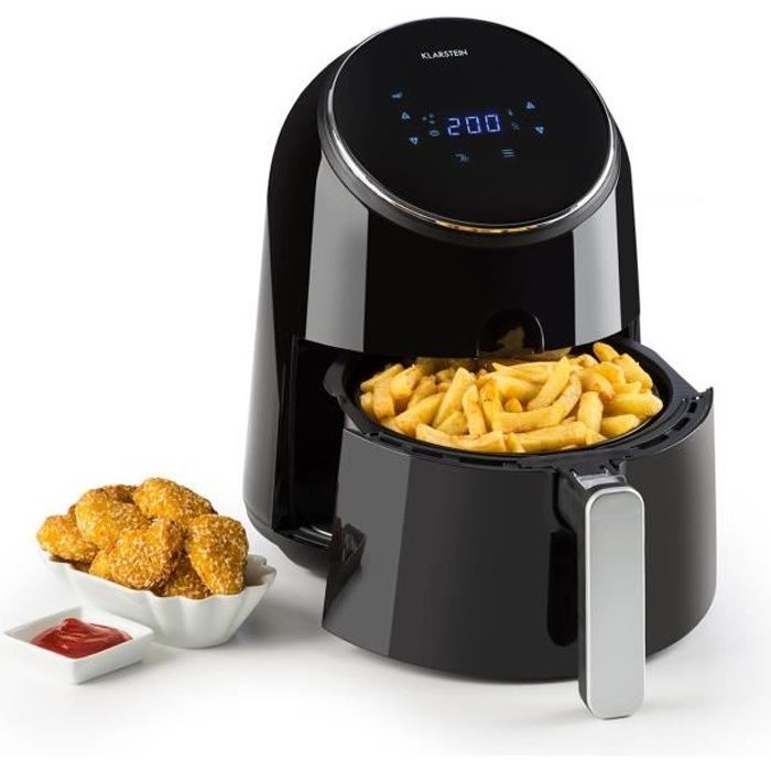 Klarstein AirVital Friteuse à air chaud 1300W - Cuve 2,5l - Cuisson sans huile - Thermostat réglable > 200°C - Ecran tactile - Noir