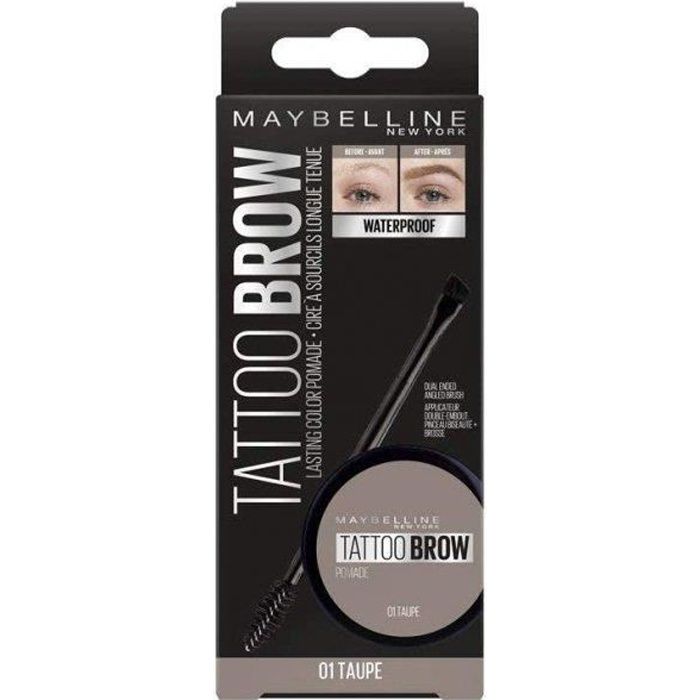 Maybelline New York - Cire à Sourcils Longue Tenue Pomade Waterproof TATTOO BROW - 01 Taupe 65gMaybelline New York