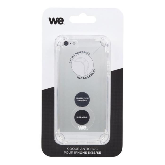 WE Coque pour iPhone 5 et 5s - Anti-choc - Transparente