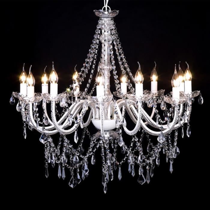 Lustre vénitien baroque 12 feux 1600 cristaux lampe luminaire