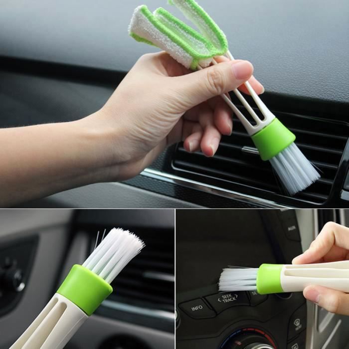 SHOP-STORY - Double Brosse de Nettoyage Poussière pour Grille Ventilations de Voiture Climatisation, Stores, Claviers, etc.