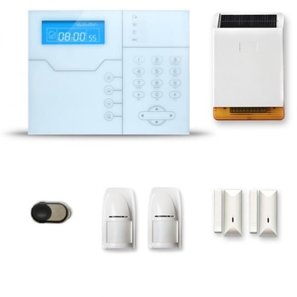 Alarme maison sans fil SHB 1 à 2 pièces mouvement + intrusion + sirène solaire - Compatible Box internet et GSM