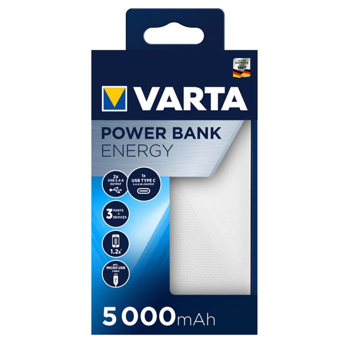 Powerbank (batterie supplémentaire) Varta Energy 5000 57975101111 LiPo 5000 mAh 1 pc(s)