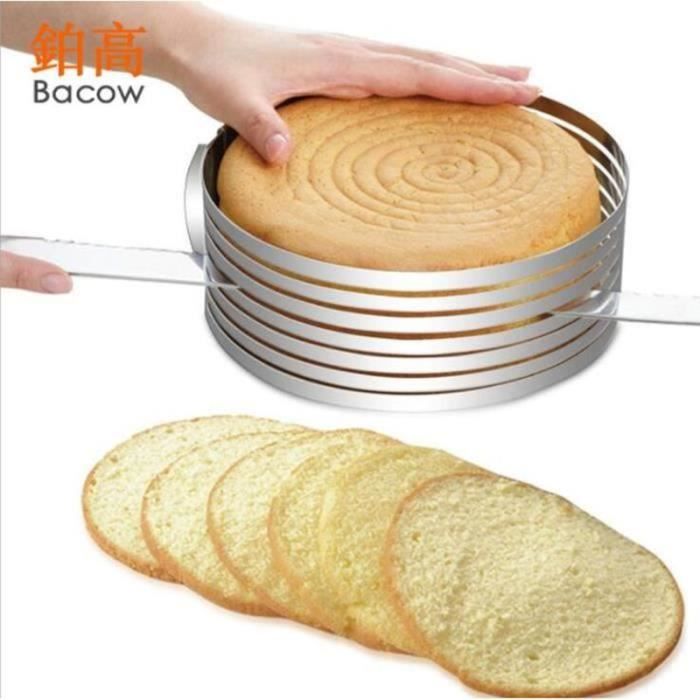 IY10353-25-30CM Cercle à Gâteaux à Trancher Mes Beaux Gâteaux le moule de mousse réglable en acier inoxydable argent Cuisine Outil