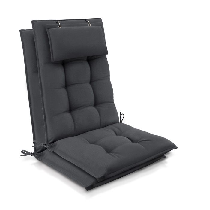 Set de 2 coussins de chaise Sun-HL 120x50x8cm Anthracite Set de 2 coussins de chaise Sun-HL 120x50x8cm Anthracite