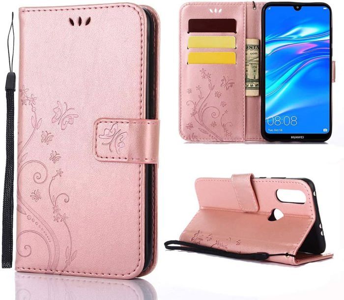 Cadorabo Custodia A Libro Per Huawei Y6 Pro 2019, Turchese Fiore, Con Portacarte E Stand - 2