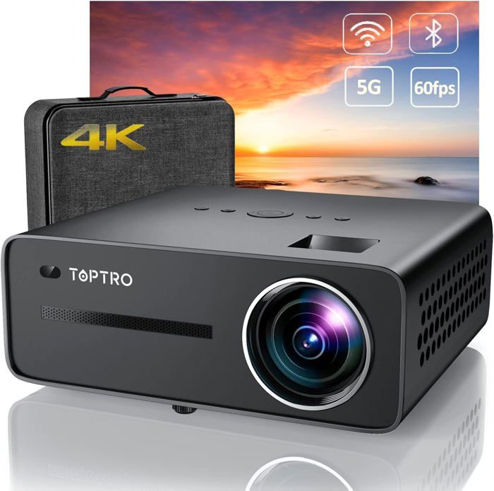 Vidéoprojecteur Portable WiFi & Bluetooth – Résolution 4K/1080p – Taille Projection 30 à 300 Pouces – Compact, Pour Films, Jeux, Présentation