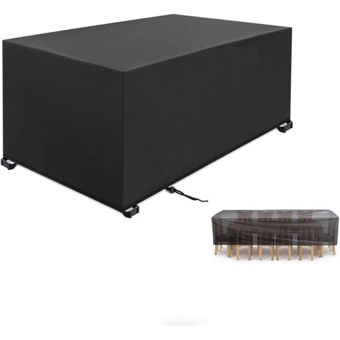 ZHANGSHAIFFBH Housse Table De Jardin 150x150x100cm Argent 420D Tissu Oxford Housse Salon De Jardin Résistance Au Vent Anti-UV Bache Table De Jardin Housses Pour Mobilier De Jardin Rectangulaire