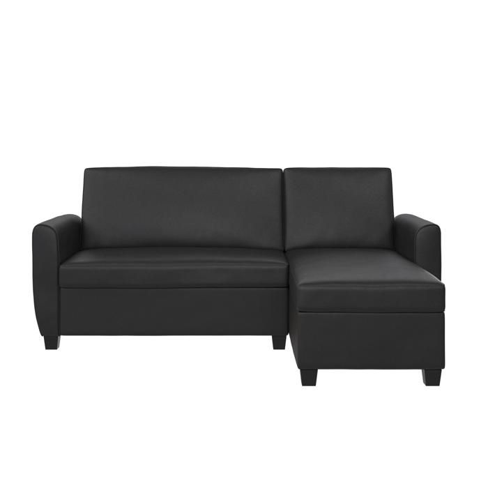 Noah Canapé convertible 3 places avec chaise longue en simili cuir Noir Noah Canapé convertible 3 places avec chaise longue en simili cuir Noir
