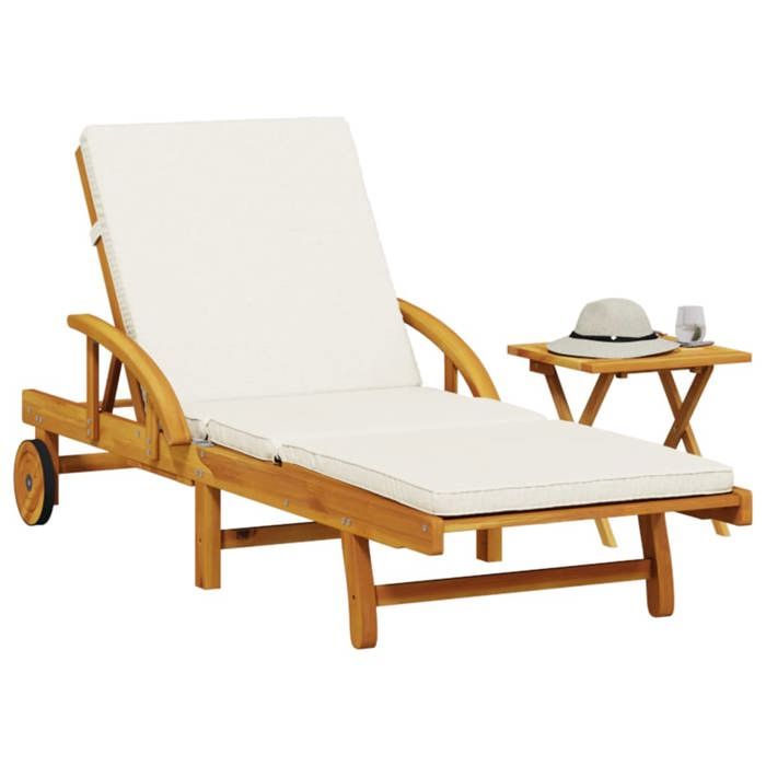 Vidaxl chaise longue avec table bois d'acacia