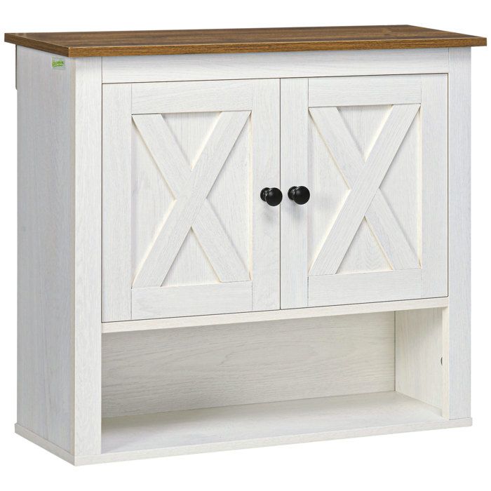 Armoire murale salle de bain - kleankin - placard à portess et compartiment ouvert - dim. 60 x 19 5 x 52 5 cm -blanc Armoire murale salle de bain - kleankin - placard à portess et compartiment ouvert - dim. 60 x 19 5 x 52 5 cm -blanc