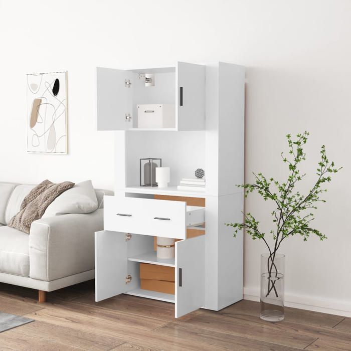Bon plan Buffet bahut vaisselier - JILI HOT - Buffet haut Blanc - Bois dingénierie - commode Salon/Cuisine Thome9846643