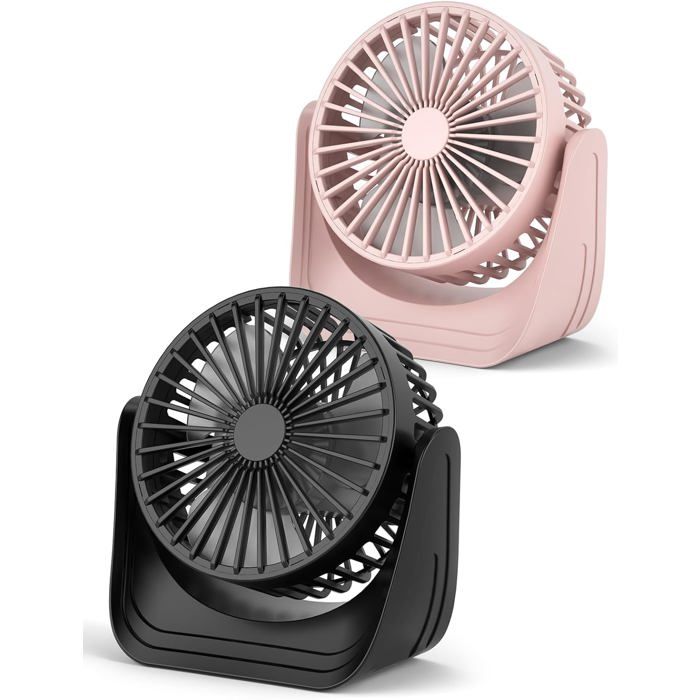 ®RisingFF Lot de 2 ventilateurs de table USB avec câble USB C de 2 m petit ventilateur de table USB silencieux rotatif à 360 ° - Risingff