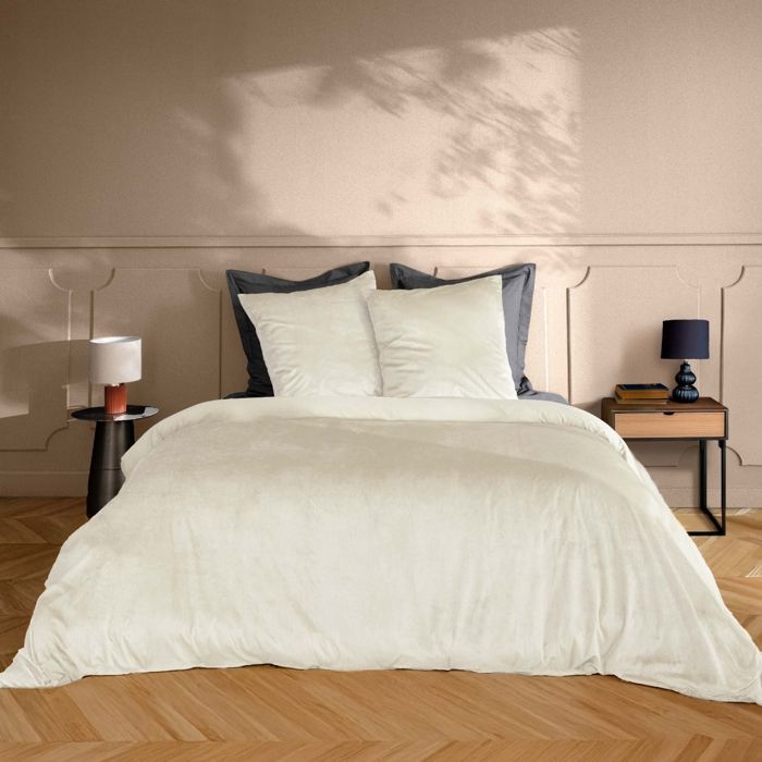 Parure de lit en velours uni Naturel 240x220 cm