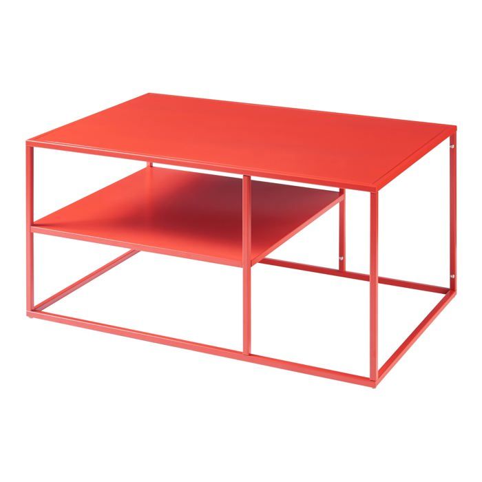 Table basse - HELLOSHOP26 - Rectangulaire - Acier - Rouge - 45 x 90 x 60 cm
