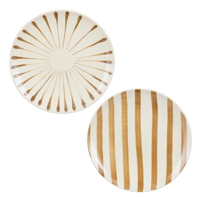 Mica Decorations Elsie assiette du diner marron 2 assorti - h25xd26cm