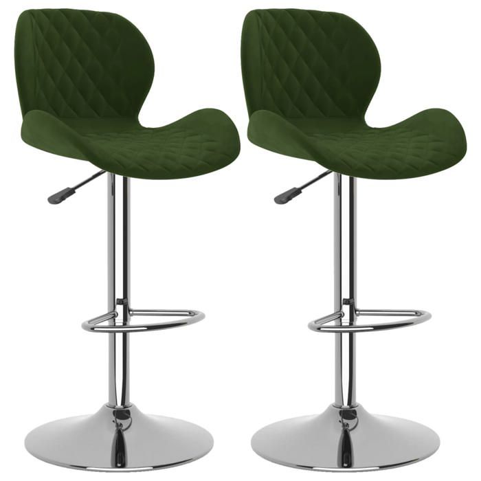 Promo février CHIC Chaises de bar JILL Tabourets HAUTE Set de 2 vert foncé velours 48x51x(89-111) cm CCC1605