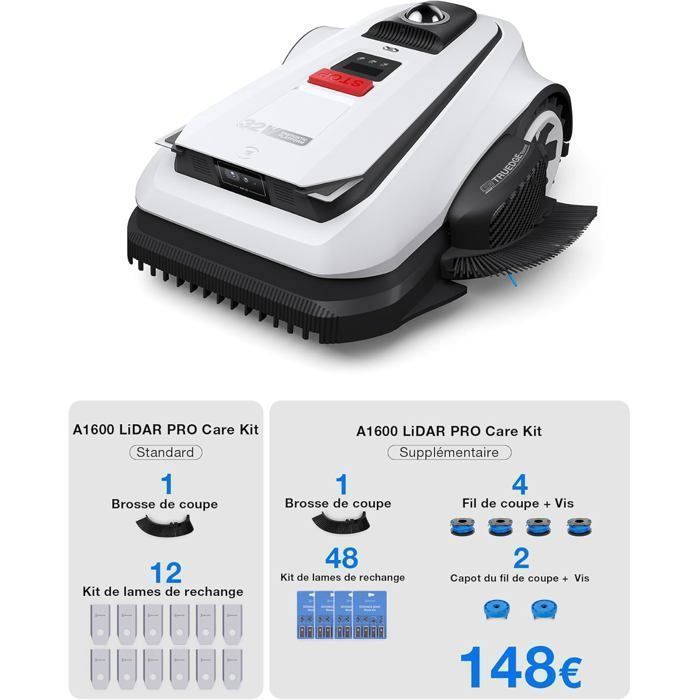 Ecovacs Goat A1600 LiDAR Pro Care Kit Robot Tondeuse sans Fil 1600m2