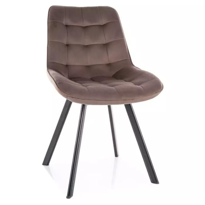 Chaise - Meubles&Design - Chaise en velours cappuccino pivotante pieds métal noir mat design matelassé LOUPI Chaise - Meubles&Design - Chaise en velours cappuccino pivotante pieds métal noir mat design matelassé LOUPI