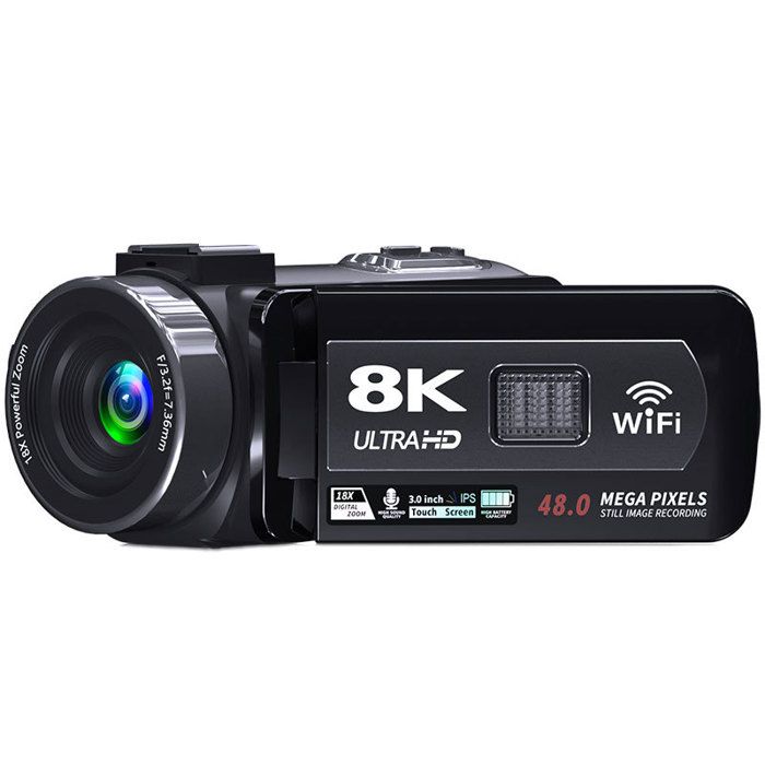 Appareil photo numérique CMOS résolution 8K écran haute définition 3 pouces zoom 18x vision nocturne infrarouge HDMI noir