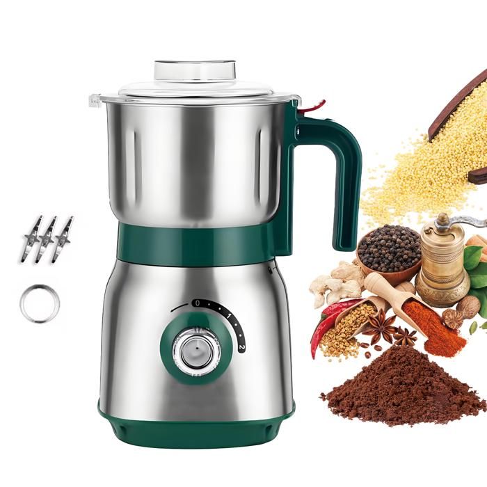 Moulin à Café Électrique 500W - 600 ml Moulin à Grains Électrique - Réglage la vitesse -Moudre les épices les céréales et le café