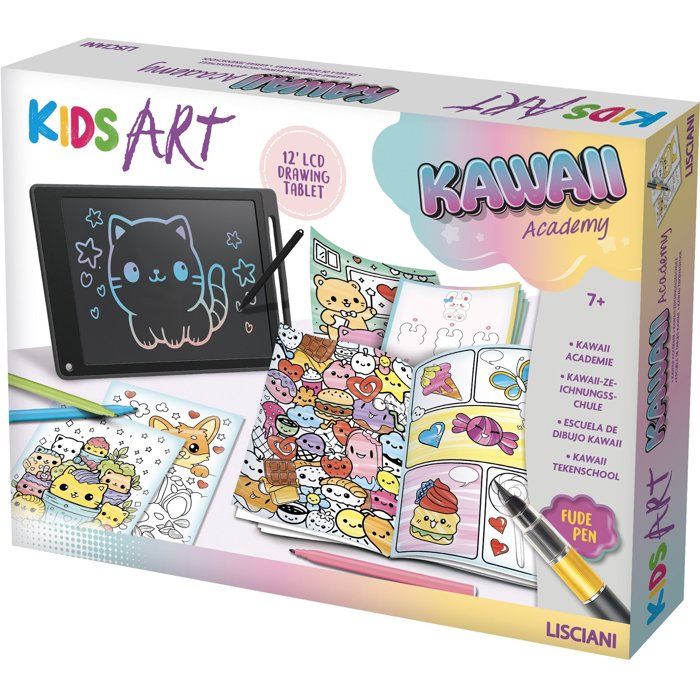 KIDS ART Kawaï Lab - LISCIANIGIOCHI - Kit Dessin Kawaï - Tablette LCD - Stickers & BD - Dès 7 ans