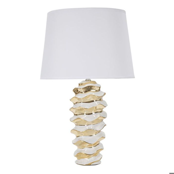 Lampe de table Glam Space en céramique blanche et or avec abat-jour - Réf. VK8681847403562