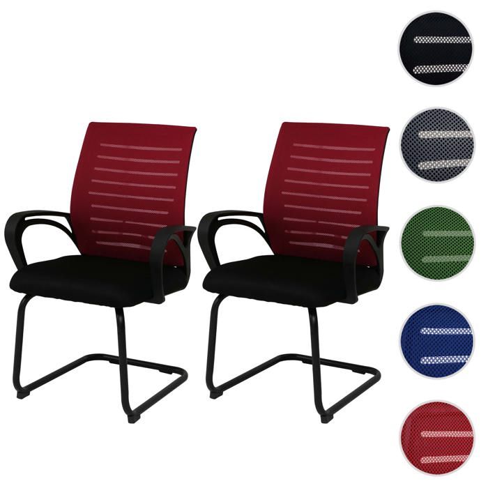 Lot de 2 chaises de salle à manger HWC-K51 rouges piètement noir