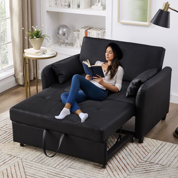 Canapé‑lit convertible 2 places - MINIMAL - dossier 3 positions - PU hydrofuge - couchage 156×100 cm