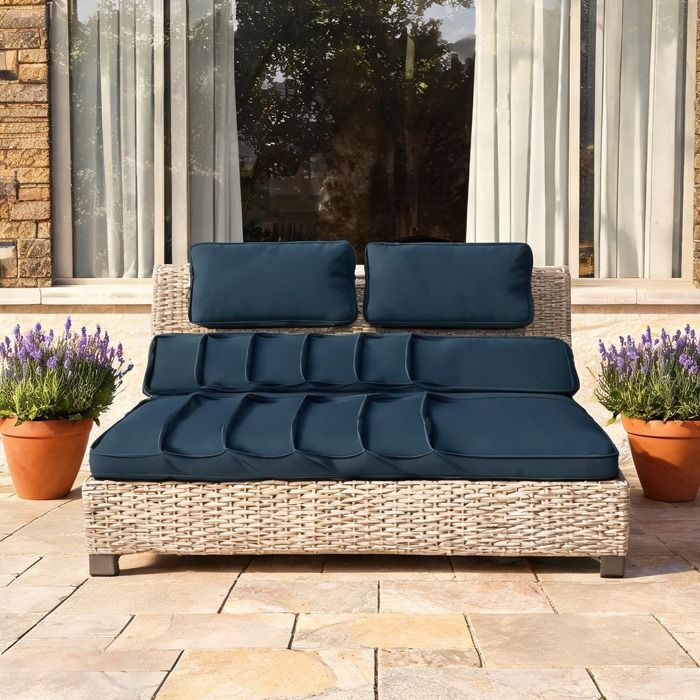 Lot de 14 housses de rechange pour coussins de jardin en polyester déperlant bleu