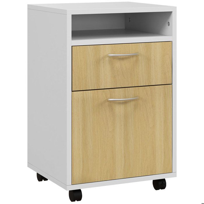 YWJ Armoire Bureau Mobile Tiroir Placard Roulettes Support Imprimante Studio 40x35x60cm Blanc Naturel