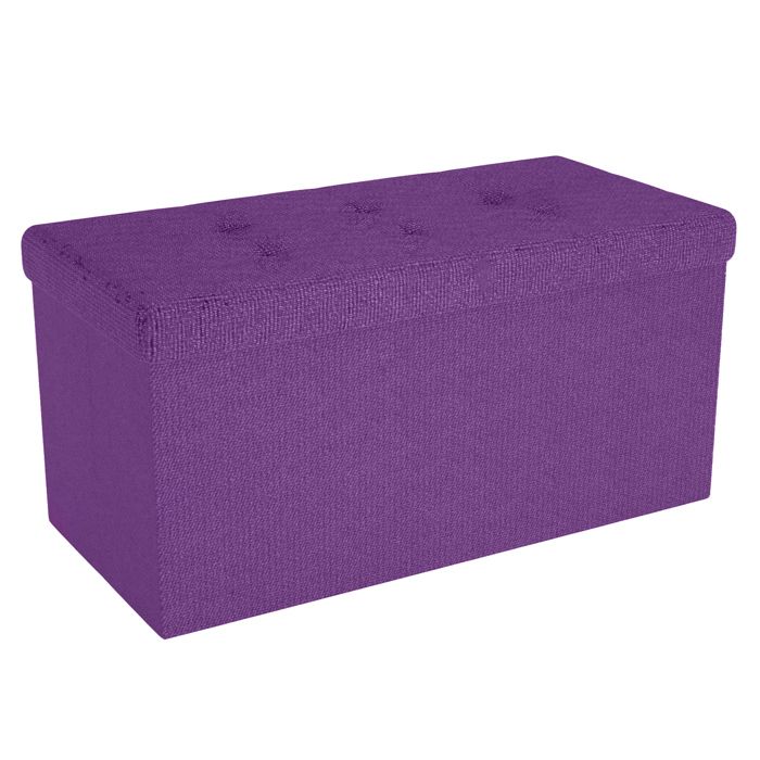 Banc pliable coffre de rangement 76 x 38 x 38 cm lilas brume - pouf tabouret repose-pieds et boîte en tissu avec couvercle