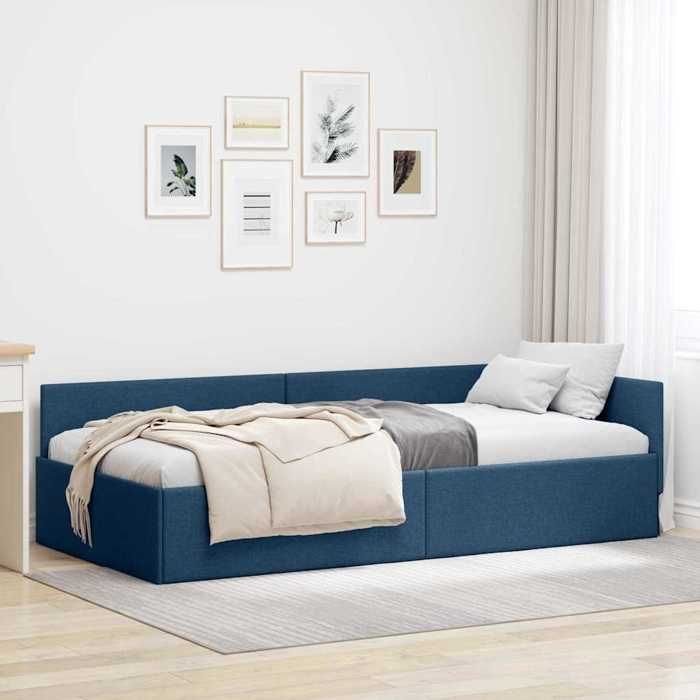 Cadre de lit dangle avec tête de lit Bleu 90 cmx190 cm tissu - Cadre durable - design élégant(20298)