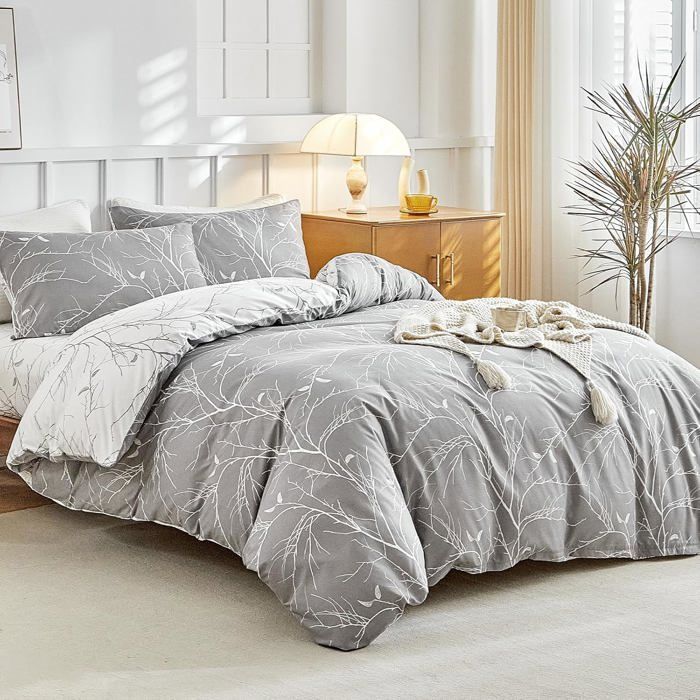 Parure De Lit 160X200 4 Pièces Housse De Couette 240X220Cm+Drap Housse 160X200Cm Avec 2 Taies DOreillers 65X65Cm 240X220 Pa[IN4]