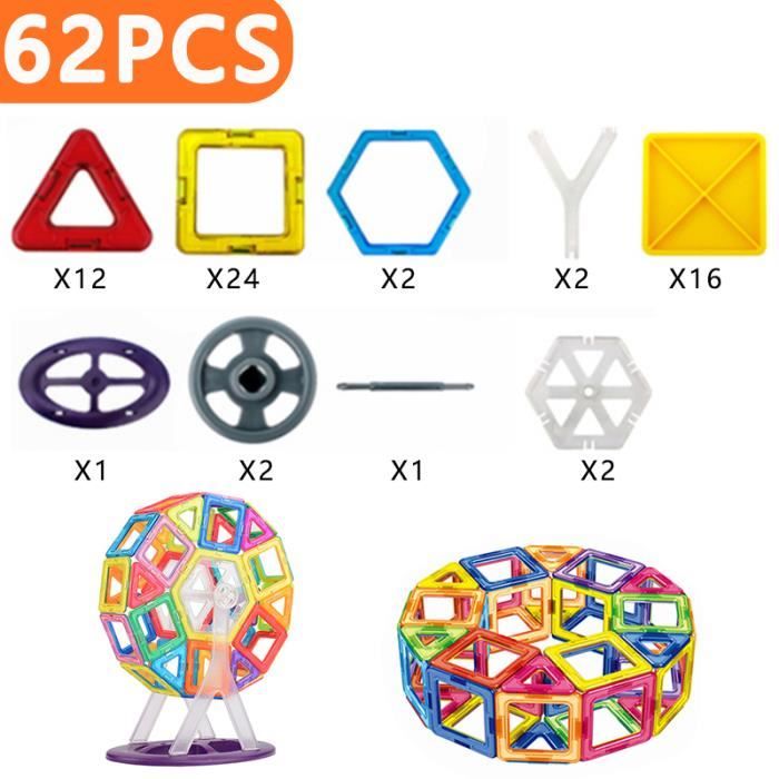 Coffret jeu éducatif et de construction 46 pièces magnétiques MAGIC TILES
