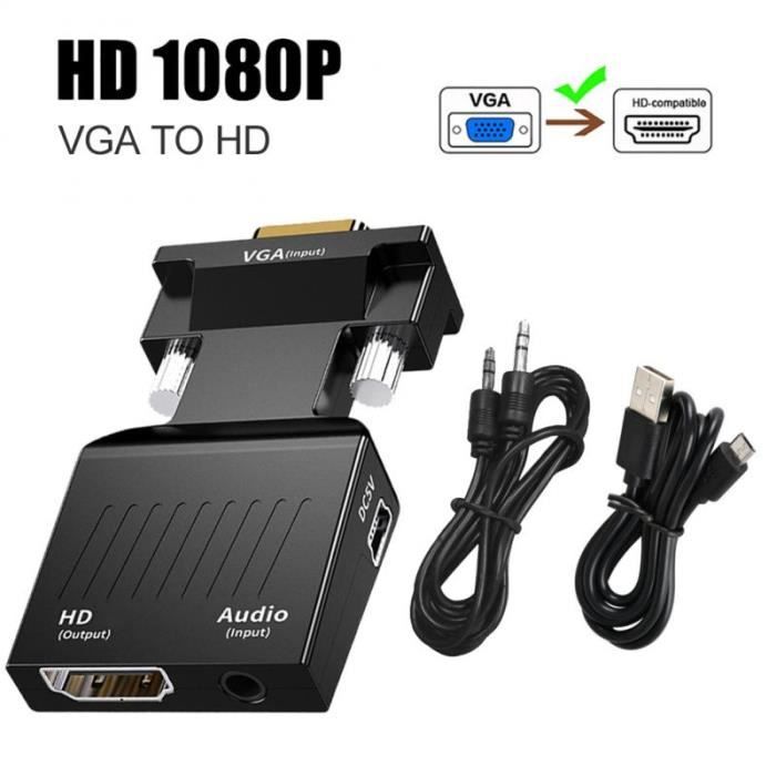 Moread Adaptateur HDMI Vers VGA Plaqué Or (mâle Vers Femelle) Pour Ordinateur, Ordinateur De